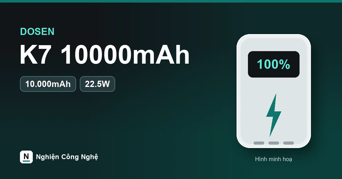 Pin sạc dự phòng DOSEN K7 10000mAh 22.5W màn hình LED